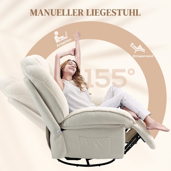 Rootz Hvilestol - TV-stol - 360° drejelig - Gyngefunktion - Chenille-stof - Pocket Spring Polstring - 104cm x 100cm x 102cm
