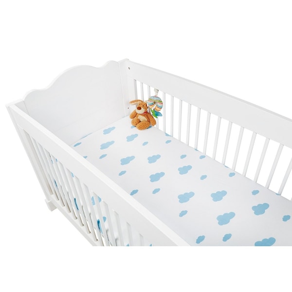 Rootz monteret barneseng lagner Twin Pack - Jersey - Letvægt - hudvenlig - passer 120 x 60 cm til 140 x 70 cm - lyseblå/hvid