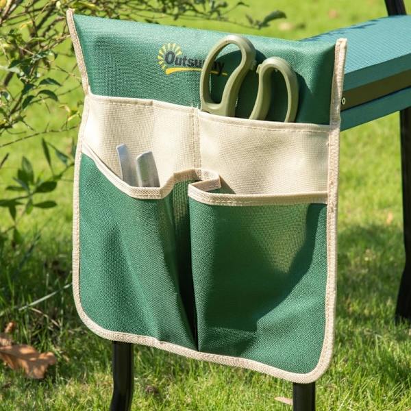 Rootz Kneeler - Sammenfoldelig havetaburet - 2 i 1 knæstøtte med værktøjstaske - EVA - Skum - Grøn - 58 x 28 x 49 cm