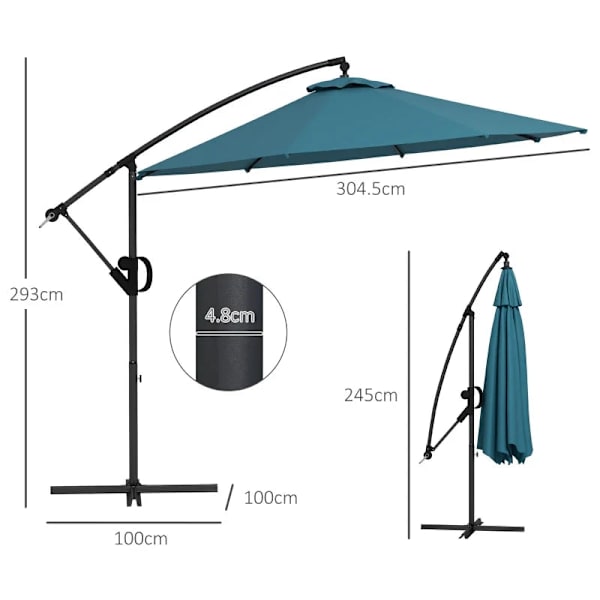 Rootz Solskydd - Cantilever paraply - Inklusive korsbas - 100 % polyester - Aluminiummetall - Kräm - 293 x 293 x 260 cm