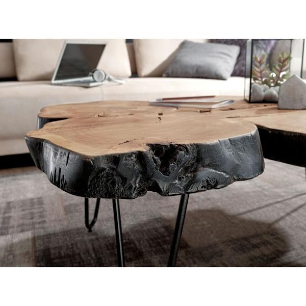Rootz Soffbord - Soffbord - Massivt trä - Acacia - Trädstam - Brun - Metall - 115 x 70 x 40 cm