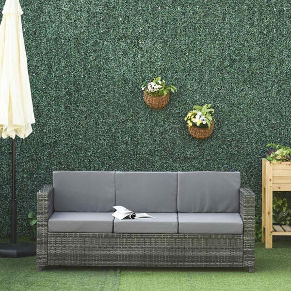 Nancy's Fort Atkinson Bank - 3-Zits Loungebank - Poly Rotan Bank - Metaal - Grijs