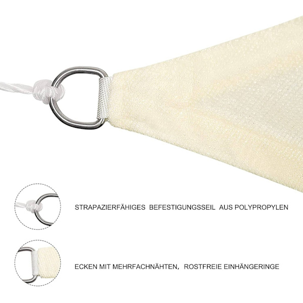 Rootz Premium HDPE Sun Sail Markis - Skuggsegel - Sekretesstak - UV-skydd - Hållbar och rivtålig - Enkel installation - 4m x 6m