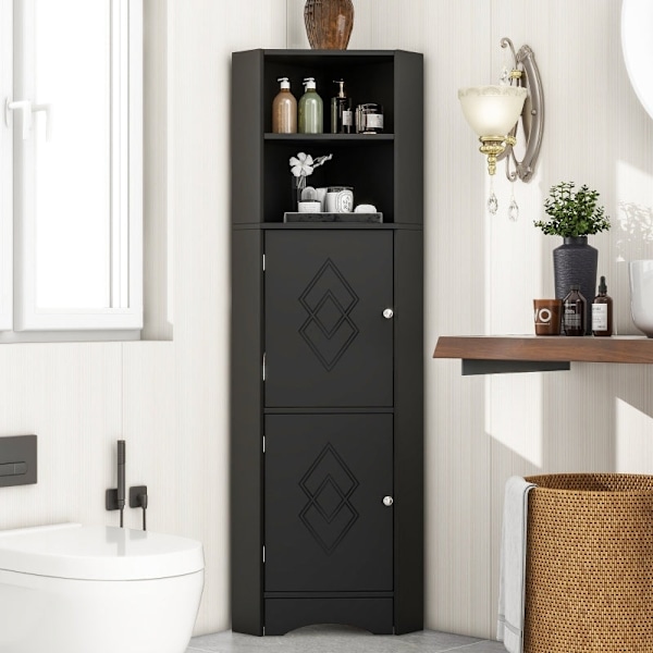 Rootz-kulmakaappi - Kylpyhuoneen säilytystila - Säädettävä hylly - Kosteudenkestävä - 36,5L x 36,5L x 155K cm