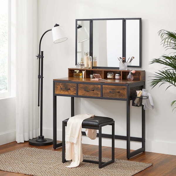 Rootz Toiletbord - Sæt - Make-up bord - 3-delt - Foldespejl - Hå