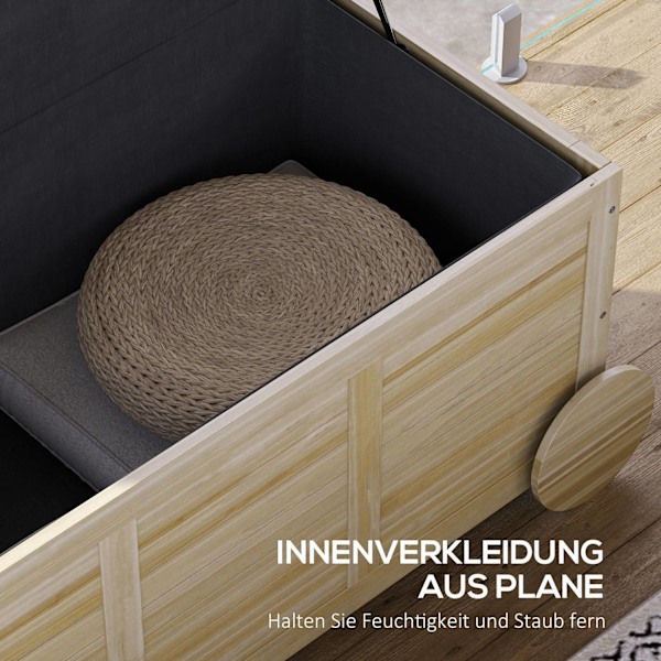 Rootz 185L Outdoor Storage Box - väderbeständig arrangör - träskista - sittplatsalternativ - 110 x 50 x 50 cm