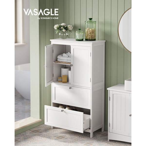 Rootz Badeværelsesskab - Opbevaringsenhed - Organizer - MDF - 30 cm x 60 cm x 110 cm - Klassisk hvid - Anti-tip - 136 kg max kapacitet