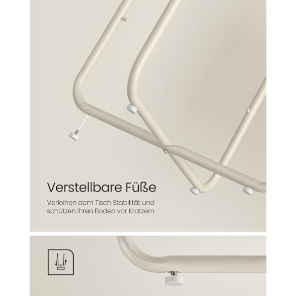 Rootz 3-delt sidebord - Beige bord - Spånplade stål polyester - Opbevaringskurv - Letvægts - Robust konstruktion - 45cm x 50cm x 50cm
