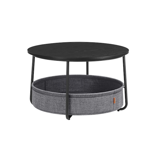 Rootz sidobordsset - Ändbord - Tygförvaringskorg - Spånskiva och stål - Max 40kg Kapacitet - 75cm x 45cm - Svart/Grå