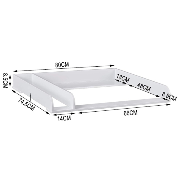 Rootz 2-i-1 puslebord - Vuggekommode - Opbevaringsenhed - Komfortabel højde - Sikkert design - Rigelig opbevaring - 80 cm x 48 cm x 78 cm