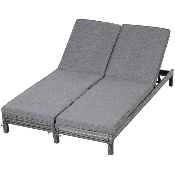 Rootz Garden Dubbelsäng - Grå - Metall, Rotting, Polyester - 76,77 cm x 48,42 cm x 11,02 cm
