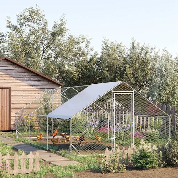 Rootz Chicken Coop - Ankhus - Hönsfjäderfähus - Kycklingbur - Kaninbur - Silver - 3 x 4 x 2m