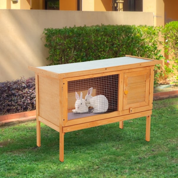 Rootz PawHut Small Animal Hutch - Kaninskydd - Djurhägn - Hållbar och väderbeständig - Lätt att rengöra - Säker och säker - 90 cm x 45 cm x 65 cm - Gr