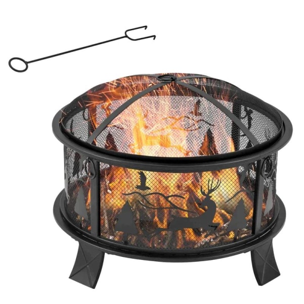 Rootz Fire Bowl - Outdoor Fire Bowl med lock och poker - Svart -