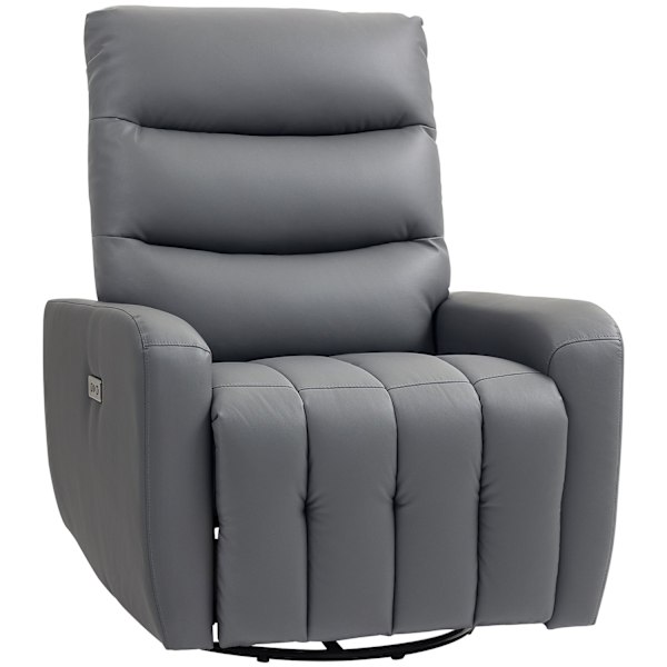 ROOTZ Relaxation lænestol - polstringstol med liggende funktion - hvilestol - USB -porte - grå - 79x89.5x104cm