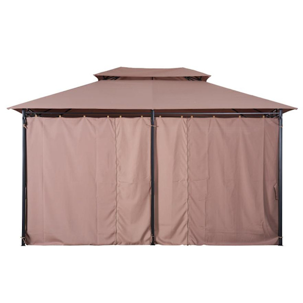 Rootz Havepavillon - Festtelt - Havetelt - Baldakin - Sidevægge - Stål - Kaffe - 4 x 3 m