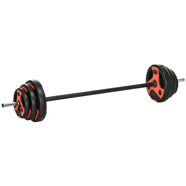 Rootz skivstångsset - 20 kg skivstångsset - 6 viktskivor - halkskydd - metall/plast/sand - svart/röd