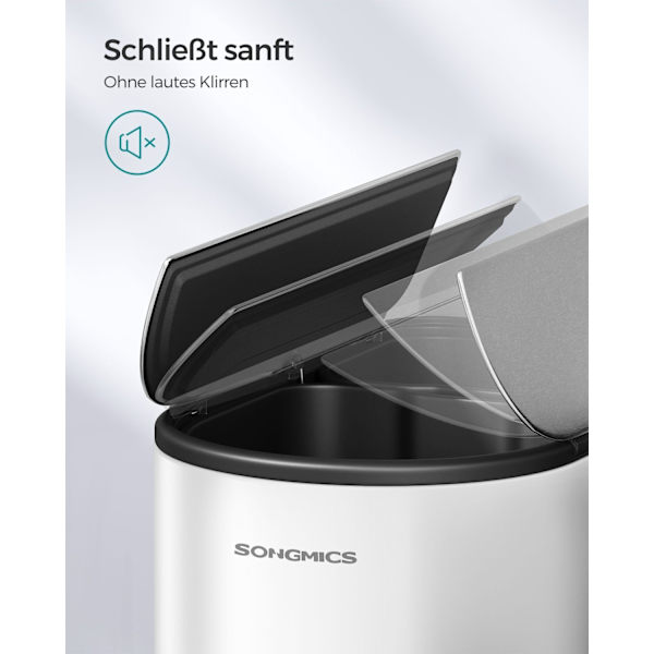Rootz stål skraldespand - Affaldsspand - Skraldespand - Fodpedal - Cloud White-Metallic Silver - PP Plast Indvendig spand - 20L & 30L Kapacitet - 49 c