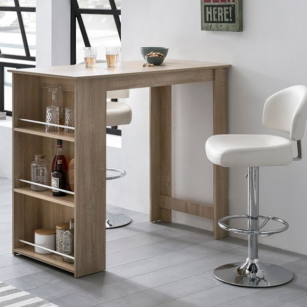 Rootz Sonoma 120 x 107,5 x 60 cm Barbord Træ køkkenbord - Bardisk med integreret hylde - Bar Bistro Bord Køkken Rektangulært - Festbord træbord - Vægm