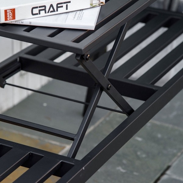 Rootz trädgårdsbänk med utdragbart bord - Uteservering - Uteplatsmöbler - Slitstark metall - Bekväm design - 150W x 58,5D x 90H cm