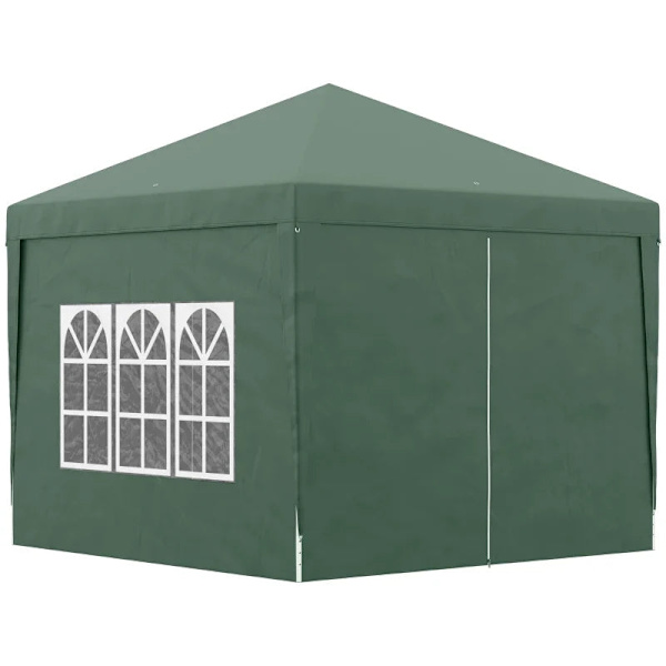 Rootz Camping Gazebo - Bryllupsfest - Baldakintelttelt - Pop Up Gazebo - Bæretaske - Vinduer - Stålramme - Grøn - 2,95 x 2,95 m x 2,58 m