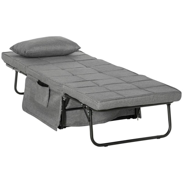 Rootz Folding Bed - 4-i-1 lænestol - Ottoman liggestol - Grå - 188 x 75 x 38 cm