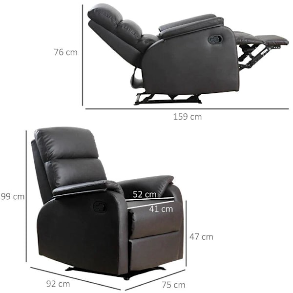 Rootz Fåtölj - Fåtölj - Tv-stol - Soffstol - Hörnskrivbord med CPU-stativ - Justerbar - Ergonomisk - Konstläder - Stål - Brun - 75 x 92 x 99 cm