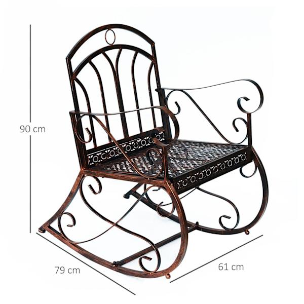 Nancy's Hoover Schommelbank - Tuinschommel - Tuinbank - Metaal - 1-Zits - Brons - 61 x 79 x 90 cm