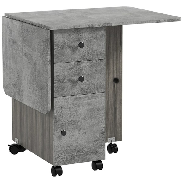 ROTZ Folding Kitchen Table - Compapible Dining Table - Space -Bavare Table - 2 fällbara toppar, 2 lådor, skåp - 120x60x76,5 cm - Grå