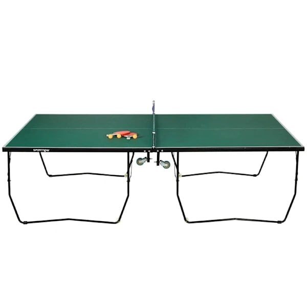 Rootz Bordtennisbord - Fuld størrelse - Sammenfoldelig - 8 hjul - Inklusiv ketchere og bolde - Grøn - 2,74 x 1,52 x 0,76 m