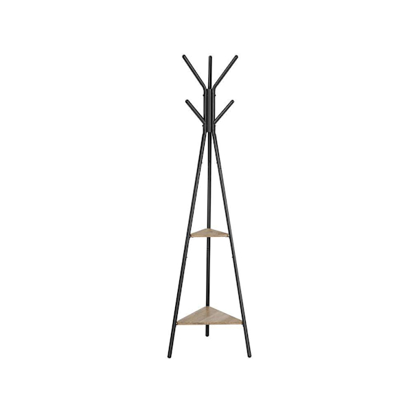 Rootz Knageholder - Knagerække - Knagetræ - Knageholder i træform - Stående knagerække - Spånplade/stål - Greige Sort - 49,5 x 49,5 x 179 cm