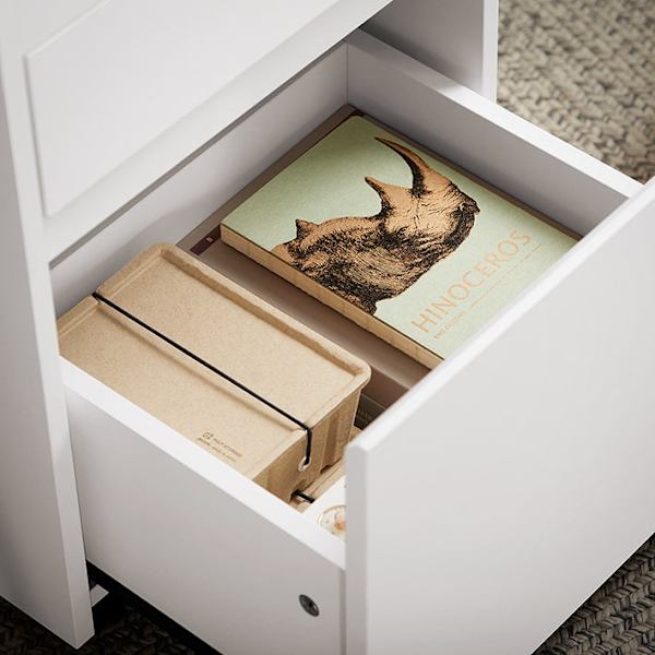 Rootz Mobile Office Cart - Sidobord med hjul - Skrivarställ - Förvaringslådor - Låsbara hjul - Enkel montering - Vit - 40cm x 54cm x 40cm