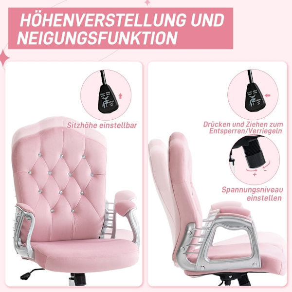 Rootz Ergonomic Office Chair - Skrivebordsstol - Drejestol - Fløjlsstof - Ekstra tyk polstring - Liggende funktion - 61cm x 61cm x 104-114cm