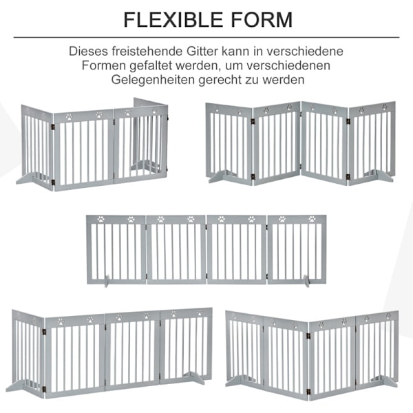 Rootz Dog Barrier - Wooden Pet Gate - Folding Dog Guard - Pinewood - Flexibel design - 204cm x 30cm x 61cm