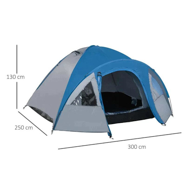 Rootz Camping Tent - Family Tent - Automatic Pop Up - Tent - Blue/Grey - 210 X 210 X 140 cm