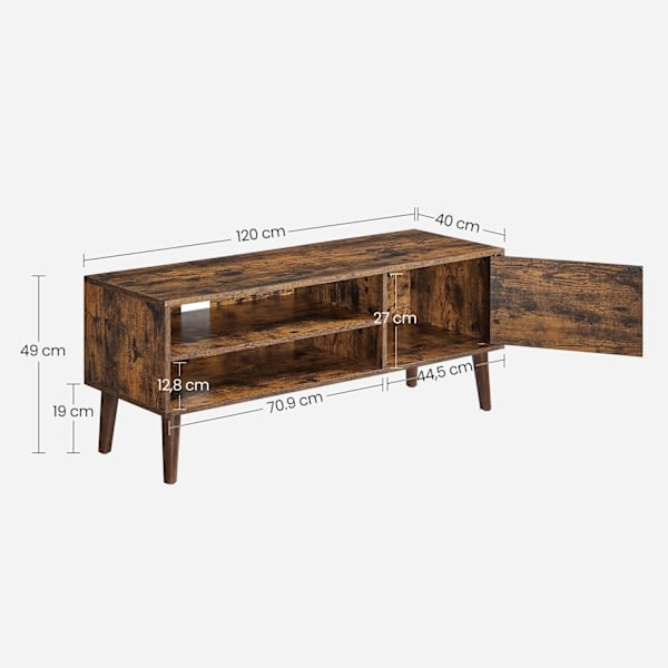 Rootz Vintage Brown TV-taso - Viihdekeskus - Mediakonsoli - Lastulevy - Kumipuu - 40cm x 120cm x 49cm