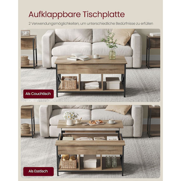 Rootz-sohvapöytäsetti - Sivupöytä - Olohuoneen kalusteet - Lastulevy Teräs - 60cm x 100cm x 62cm - Kamelinruskea-musta