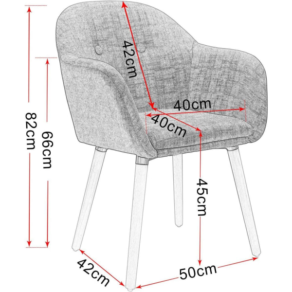 Pehmustettu Rootz-ruokailutuoli - Olohuoneen tuoli - Mukavat istuimet - Ergonominen muotoilu, kestävä rakenne, monipuolinen tyyli - 40 cm x 40 cm x 82