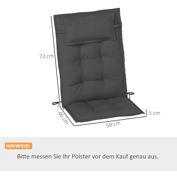 Rootz 2 stykker Sun Lounger Set - Garden Lounger Puder - polstrede puder - Vandafvisende, fade -resistent - 50x116x5 cm - Grå