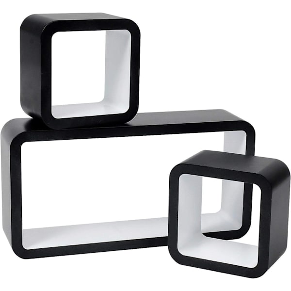 Rootz 3-osainen Cube seinähyllysetti - Kelluvat hyllyt - Ripustettavat hyllyt - MDF - Kosteudenkestävä - 42,5x21,5x10cm & 17,5x17,5x10cm - Valkoinen