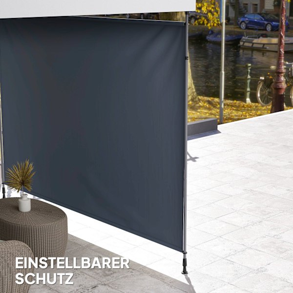 Rootz Klemmmarkise med handvev - Justerbar gemensam armbunning - Solskydd - UPF30+ - 350 cm x 221-311cm - Grå