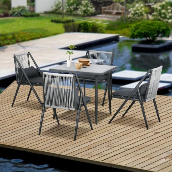 Rootz Havemøbelsæt - Udendørs spisebordssæt - 5-delt - Vejrbesta