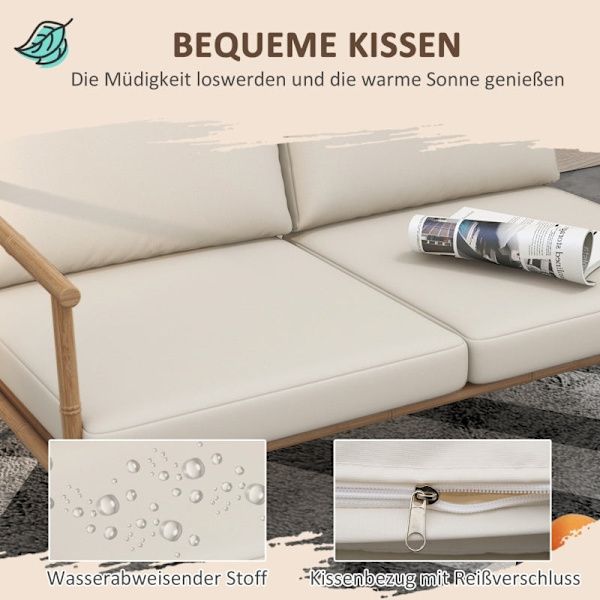 Rootz 5-delt havemøbelsæt - Udendørs siddepladser - Terrassesæt - Kompromisløs stabilitet - Naturlig æstetik - Elegant marmorlook - To-personers sofa: