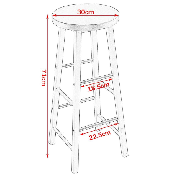 Rootz Industrial Bar Pall - Bänkpall - Metall- och träpall - Robust konstruktion - Mångsidig användning - Golvskydd - Sitthöjd 71cm, Sittdiameter 30cm