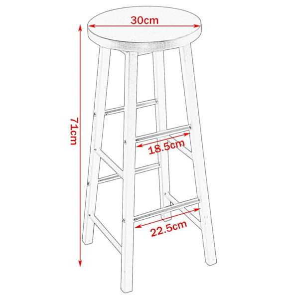 Rootz Industriel Barstol - Bordskammel - Metal- og træskammel - Robust konstruktion - Alsidig brug - Gulvbeskyttelse - Sædehøjde 71 cm, sædediameter 3