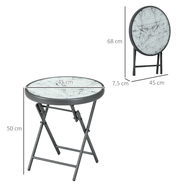 Rootz sammenfoldelig sidebord - udendørs foldningsbord - kompakt gårdhavebord - vejrbestandig og let at rengøre - 45 x 45 x 50 cm