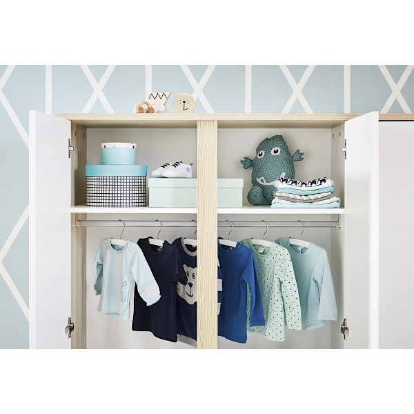 Rootz Nursery 'Flow' 3-delt sæt - Tremmeseng - Omklædningsenhed - Garderobe - Cabriolet design - Tremmeseng 145x75x85cm, Enhed 105x77x98cm, Garderobe
