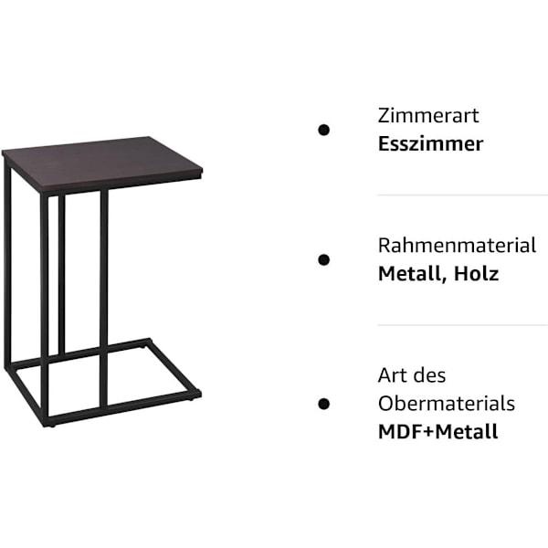 Rootz-sivupöytä - MDF- ja metallirunko - Vakaa rakenne - Naarmuuntumaton - Vanha teollinen muotoilu - 45 cm x 25 cm x 63,5 cm