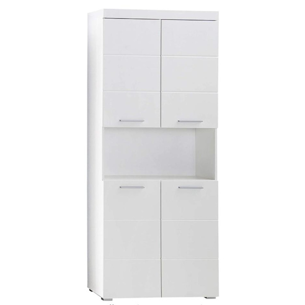 Rootz Badeværelsesskab - Højskab med åbent rum - Højglans - 73 x 190 x 31 cm White High gloss