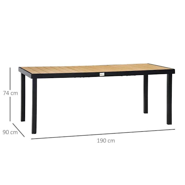 Rootz Utomhusmatbord - Trädgårdsbord - Trädgårdsmöbler - Bord - Natur/Svart - 190c mx 90cm x 74cm